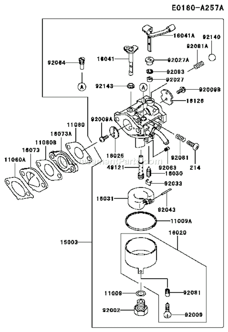 Page B Diagram and Parts List for FC150V ES19 Kawasaki Engine