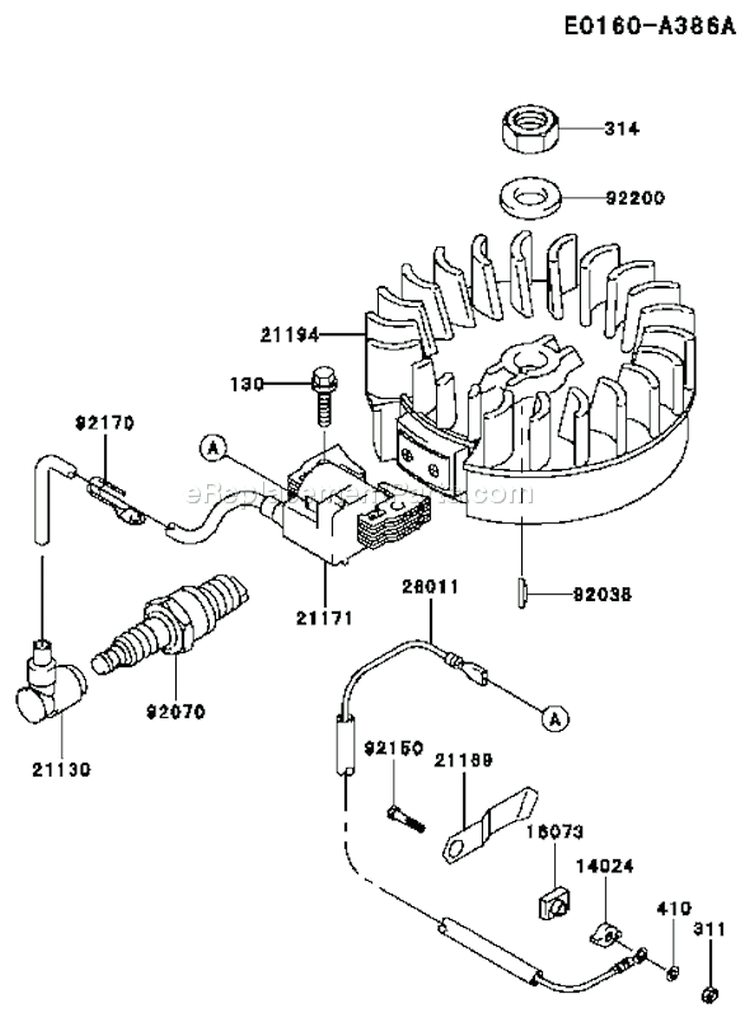 Page F Diagram and Parts List for FC150V ES19 Kawasaki Engine