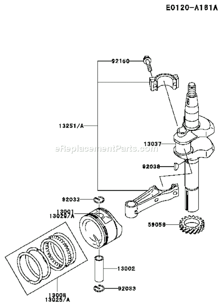 Page K Diagram and Parts List for FC150V ES28 Kawasaki Engine