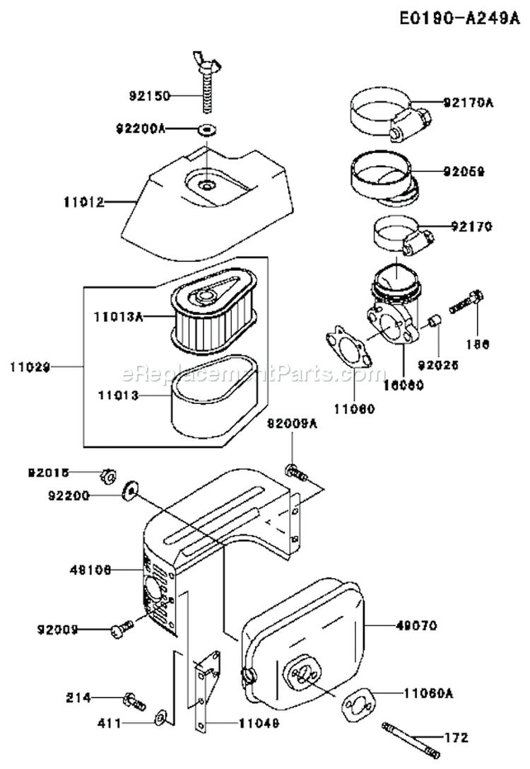 Page A Diagram and Parts List for FC150V ES29 Kawasaki Engine