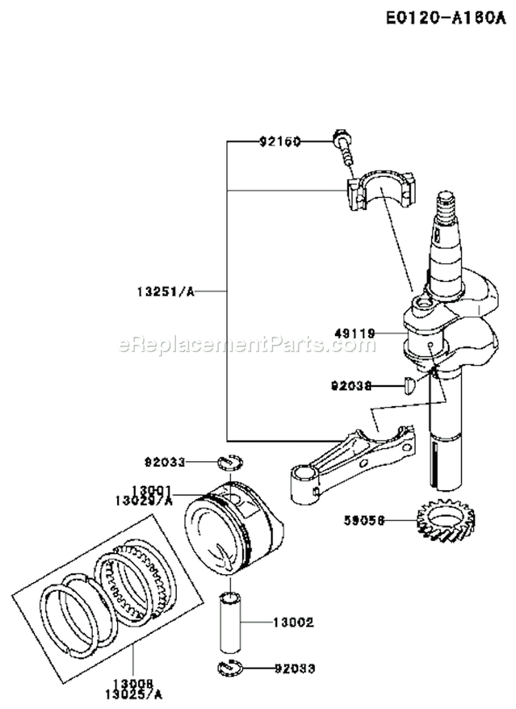 Page K Diagram and Parts List for FC150V ES29 Kawasaki Engine
