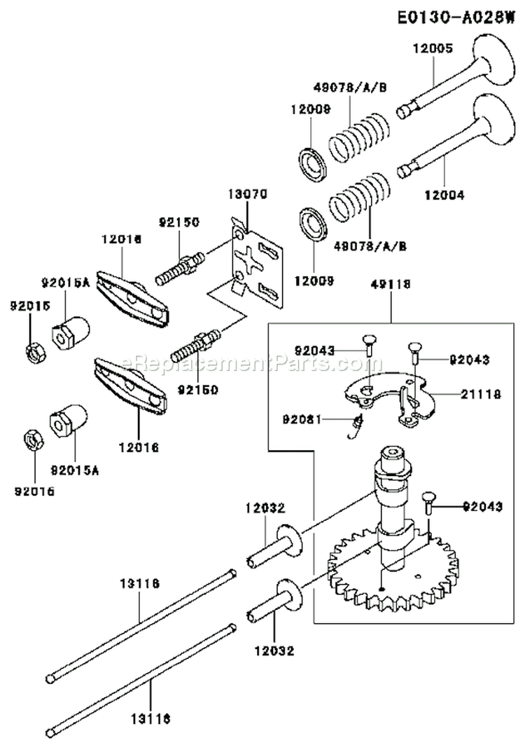 Page M Diagram and Parts List for FC150V ES29 Kawasaki Engine