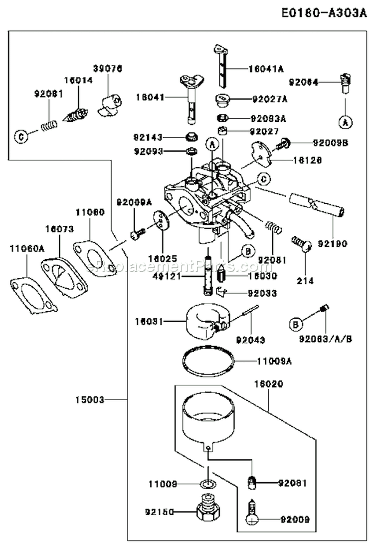 Page C Diagram and Parts List for FC150V ES29 Kawasaki Engine