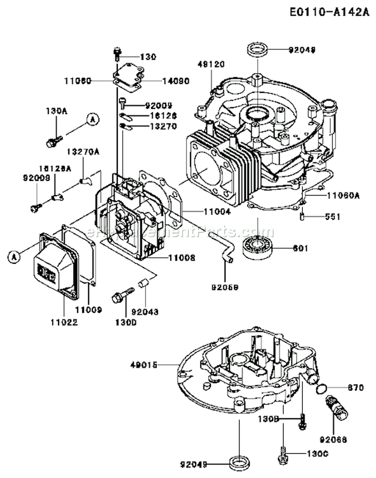Page F Diagram and Parts List for FC150V ES29 Kawasaki Engine