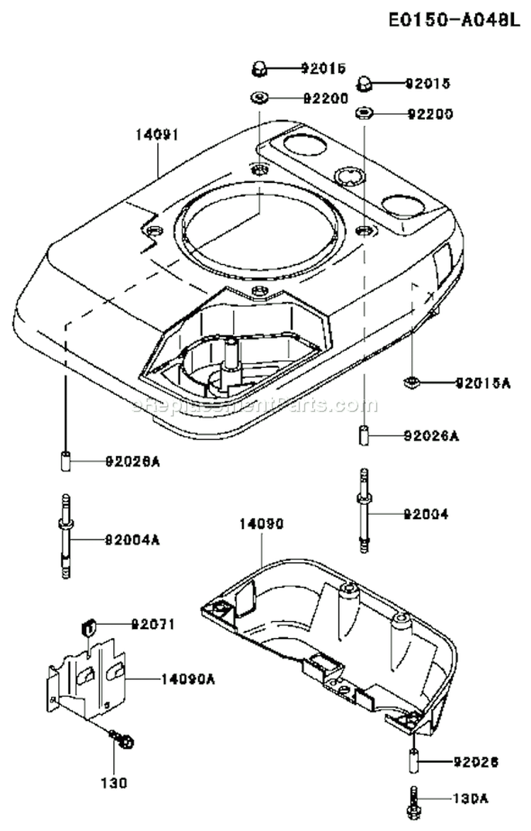 Page E Diagram and Parts List for FC150V ES32 Kawasaki Engine