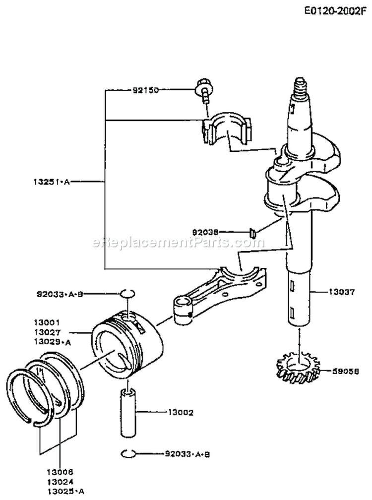 Page J Diagram and Parts List for FC150V ES50 Kawasaki Engine