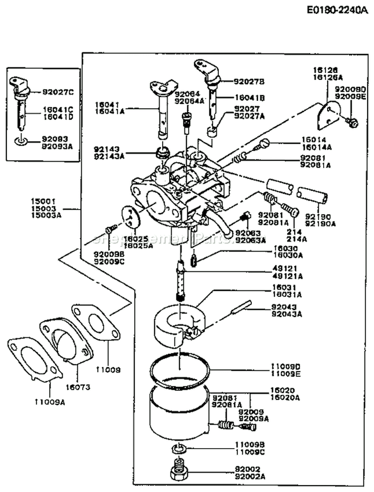 Page B Diagram and Parts List for FC150V ES50 Kawasaki Engine