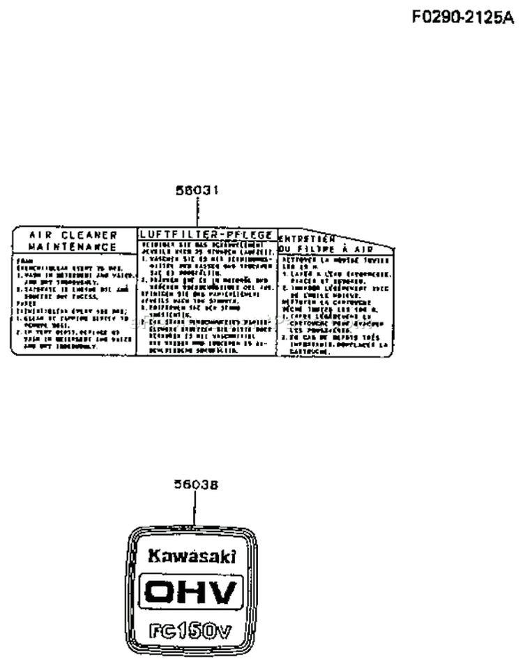 Page H Diagram and Parts List for FC150V ES50 Kawasaki Engine