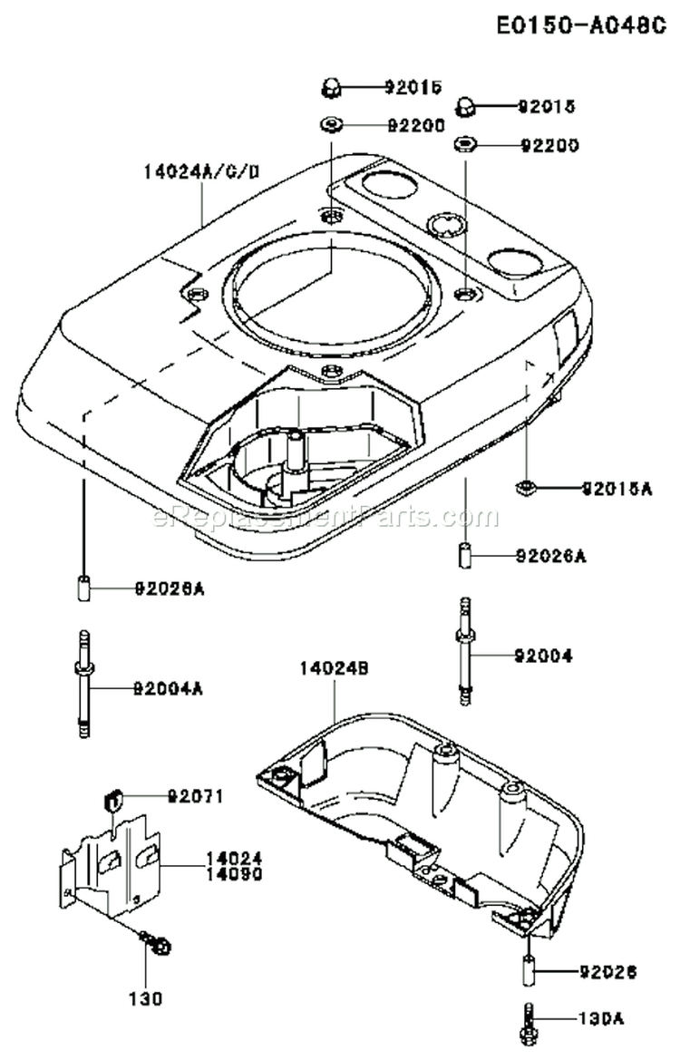 Page E Diagram and Parts List for FC150V ES58 Kawasaki Engine