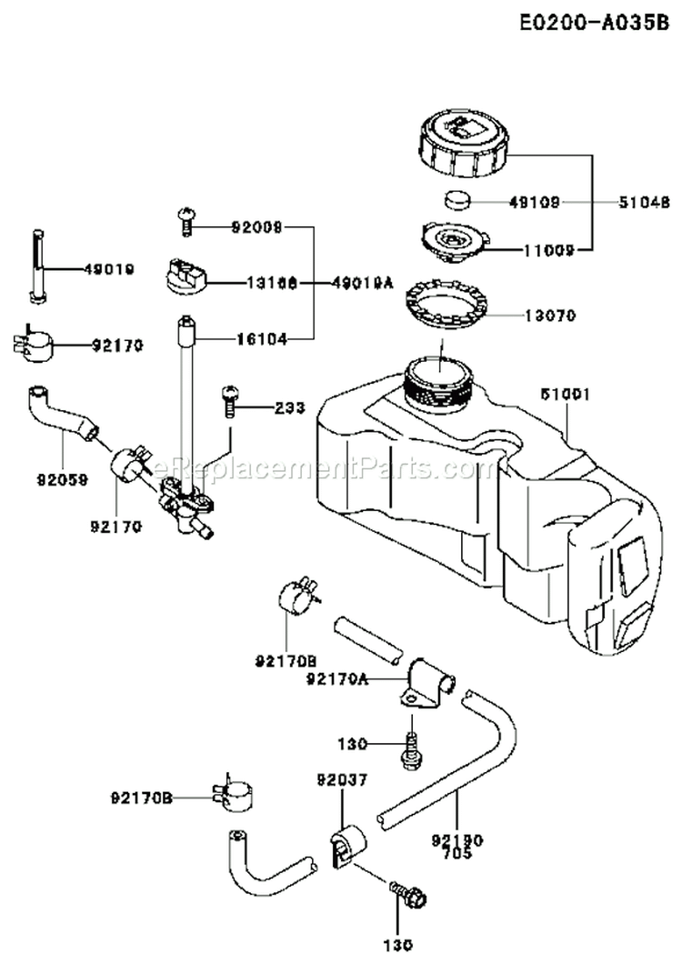 Page H Diagram and Parts List for FC150V ES58 Kawasaki Engine