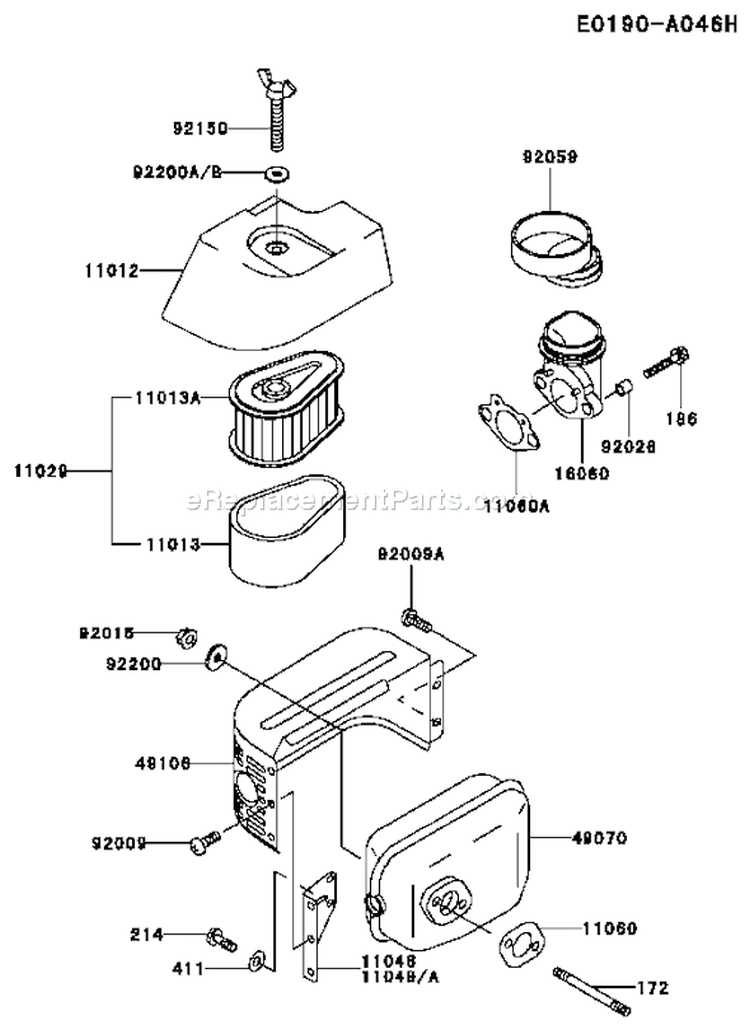 Page A Diagram and Parts List for FC150V ES14 Kawasaki Engine