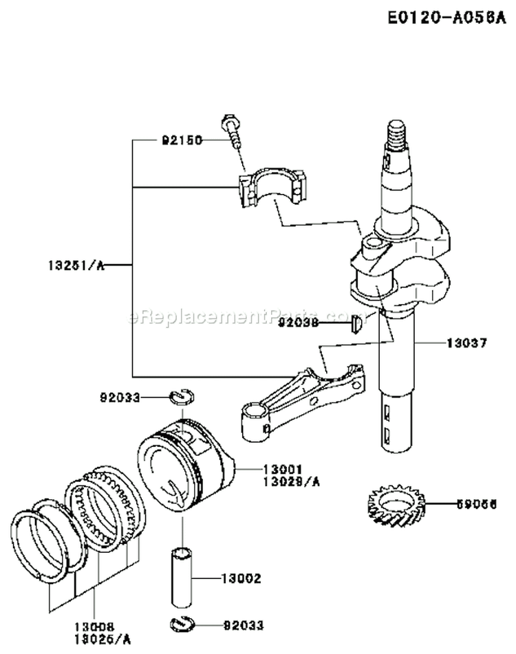 Page K Diagram and Parts List for FC150V ES14 Kawasaki Engine