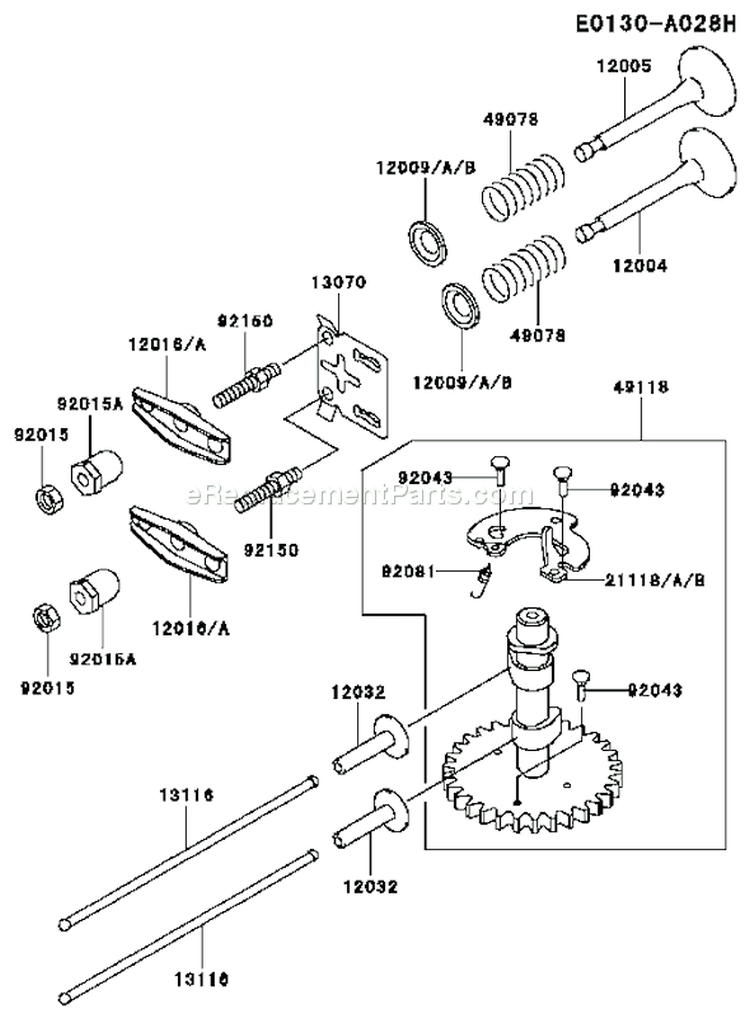 Page M Diagram and Parts List for FC150V ES14 Kawasaki Engine