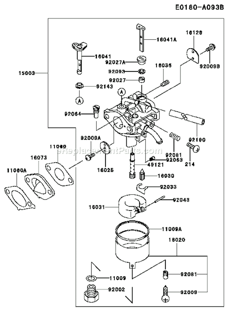Page C Diagram and Parts List for FC150V ES14 Kawasaki Engine