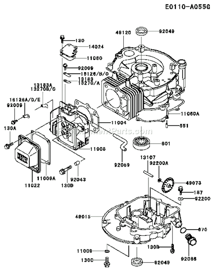 Page F Diagram and Parts List for FC150V ES14 Kawasaki Engine
