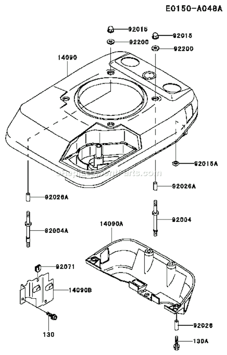 Page E Diagram and Parts List for FC150V ES21 Kawasaki Engine