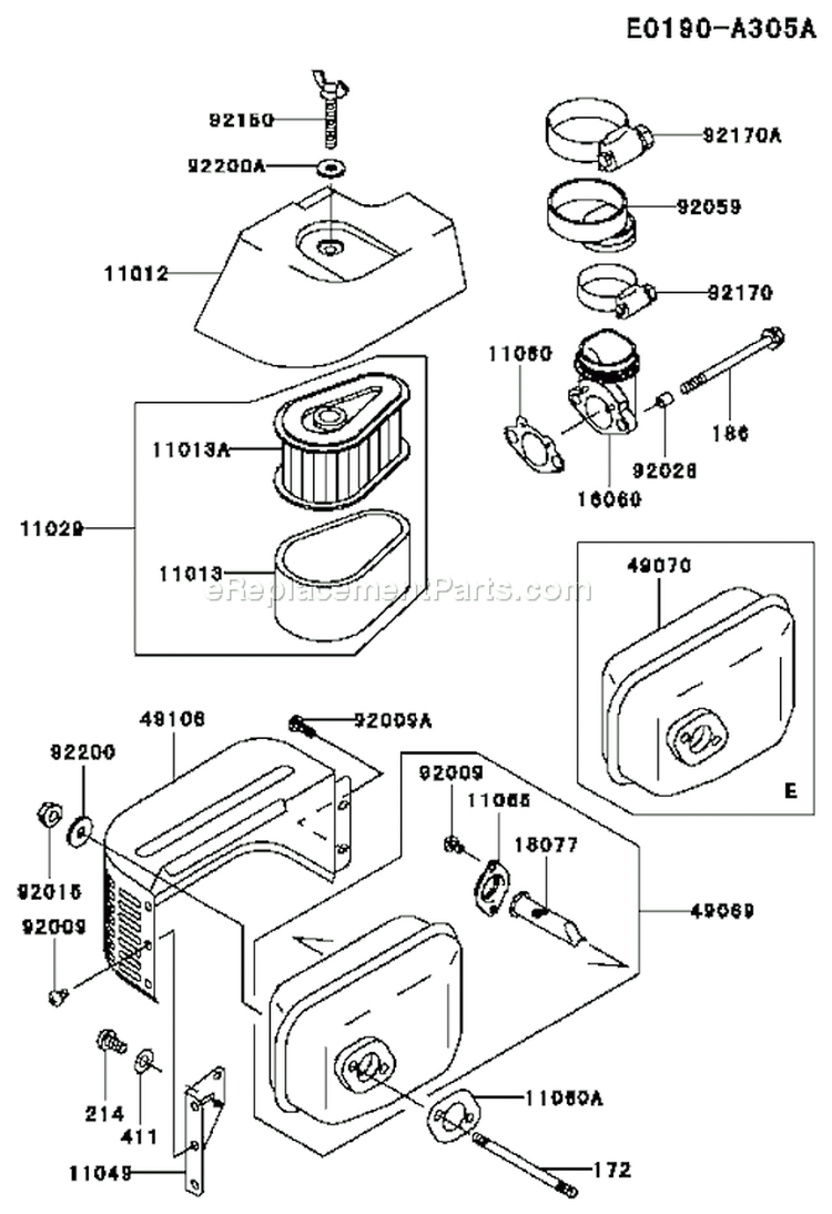 Page A Diagram and Parts List for FC150V FS25 Kawasaki Engine