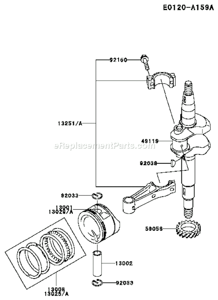 Page J Diagram and Parts List for FC150V ES26 Kawasaki Engine