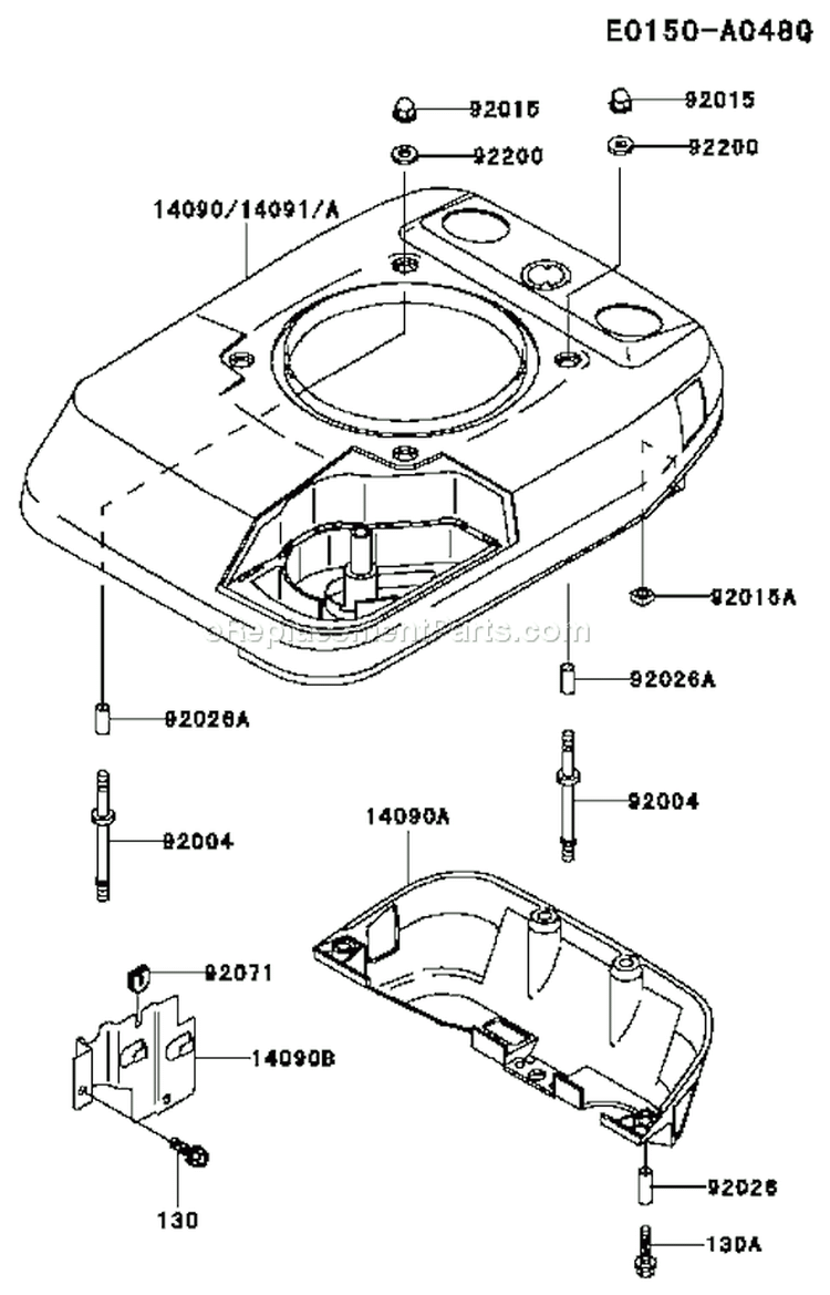 Page D Diagram and Parts List for FC150V ES26 Kawasaki Engine