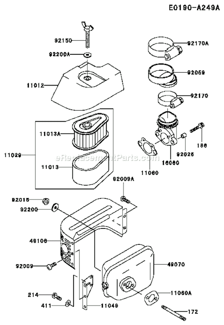 Page A Diagram and Parts List for FC150V ES21 Kawasaki Engine