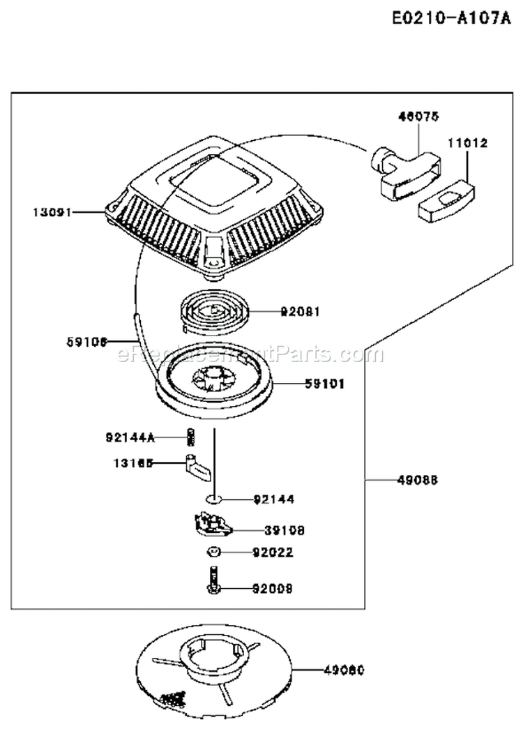 Page K Diagram and Parts List for FC150V FS30 Kawasaki Engine