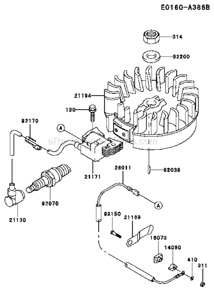 Page F Diagram and Parts List for FC150V FS30 Kawasaki Engine