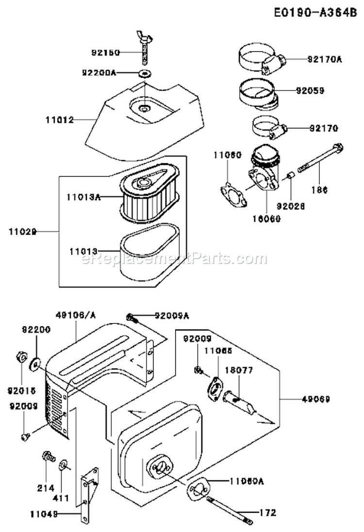 Page A Diagram and Parts List for FC150V ES31 Kawasaki Engine
