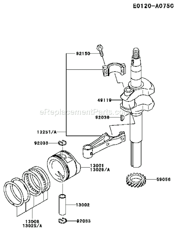 Page J Diagram and Parts List for FC150V ES31 Kawasaki Engine
