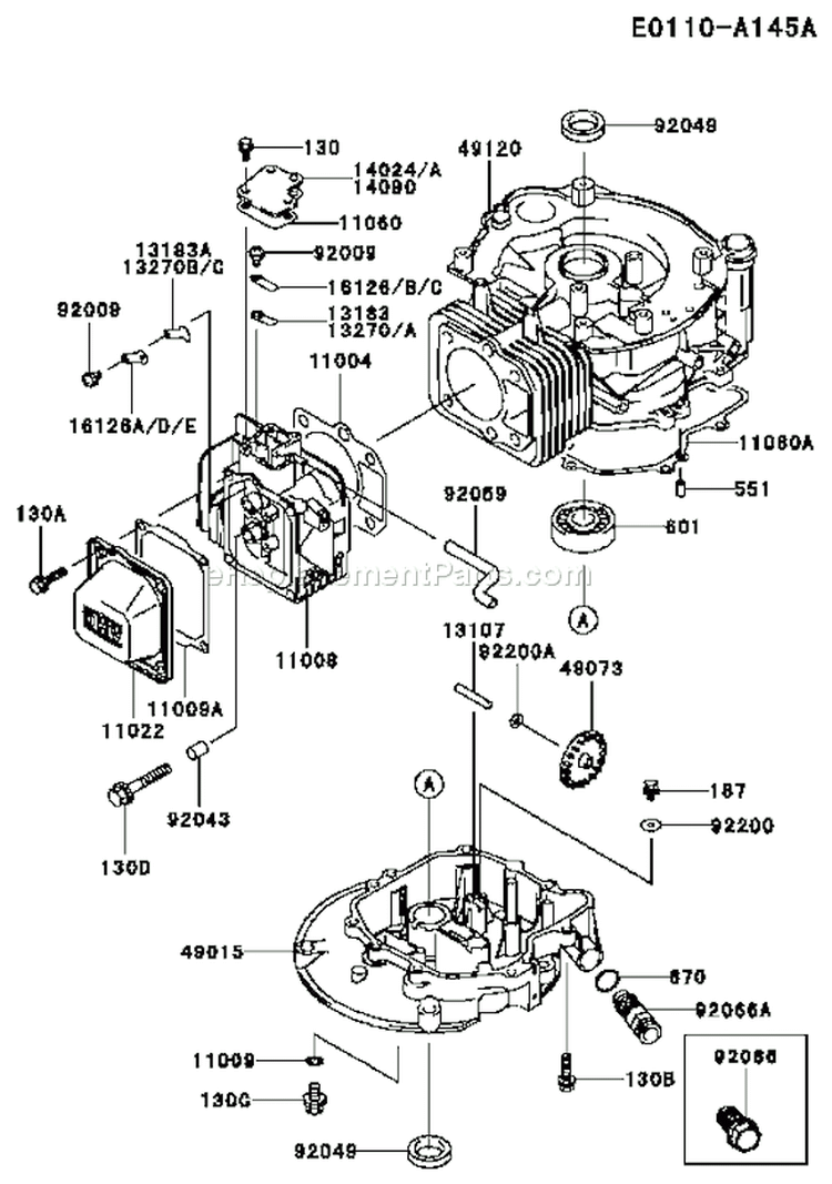 Page F Diagram and Parts List for FC150V FS12 Kawasaki Engine