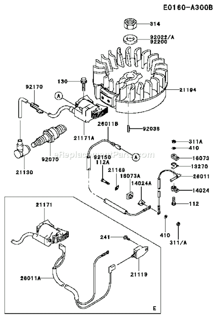 Page G Diagram and Parts List for FC150V FS12 Kawasaki Engine
