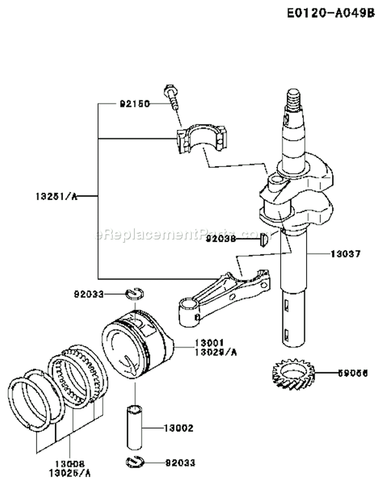 Page J Diagram and Parts List for FC150V ES19 Kawasaki Engine