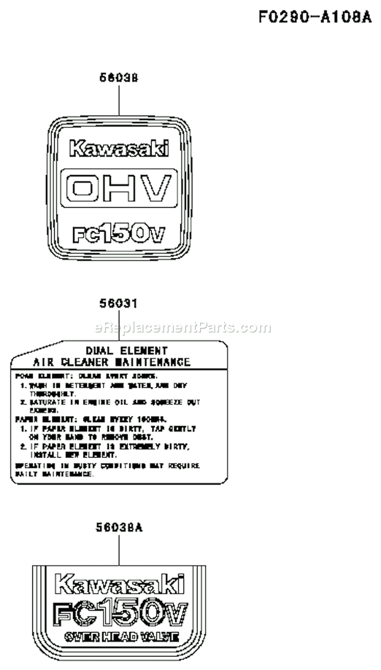 Page I Diagram and Parts List for FC150V ES21 Kawasaki Engine