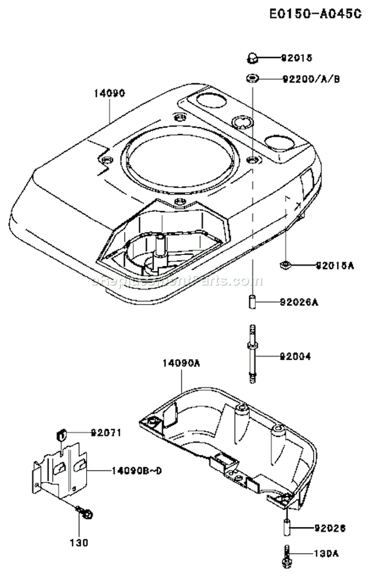 Page D Diagram and Parts List for FC150V HS10 Kawasaki Engine