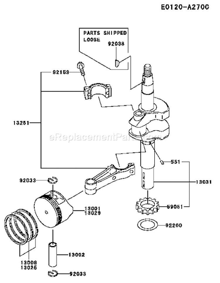 Page J Diagram and Parts List for FC180V AC53 Kawasaki Engine
