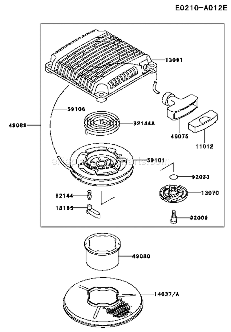 Page K Diagram and Parts List for FC180V AC53 Kawasaki Engine