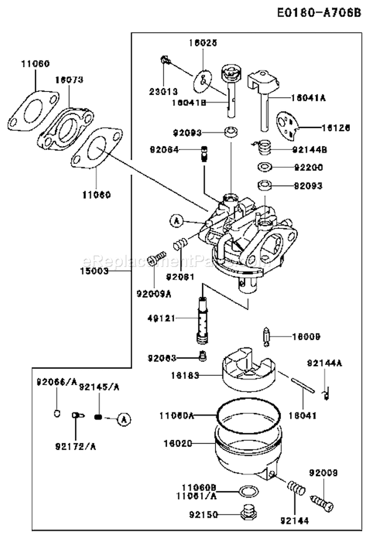 Page B Diagram and Parts List for FC180V AC53 Kawasaki Engine