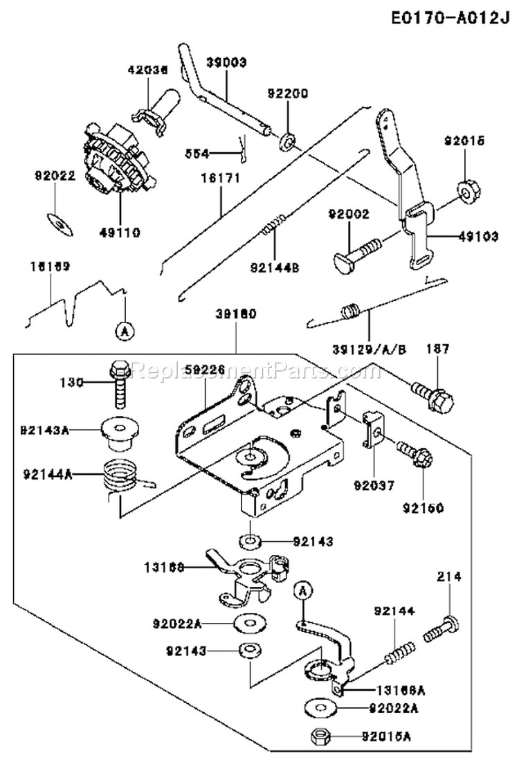 Page C Diagram and Parts List for FC180V AC53 Kawasaki Engine