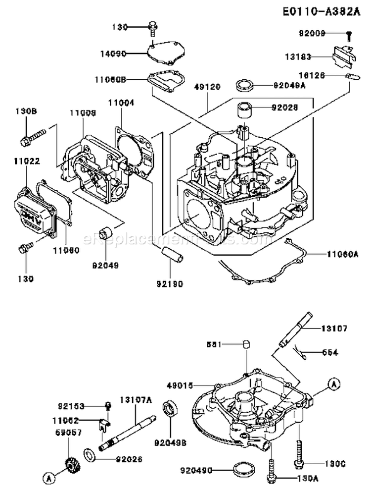 Page E Diagram and Parts List for FC180V AC53 Kawasaki Engine