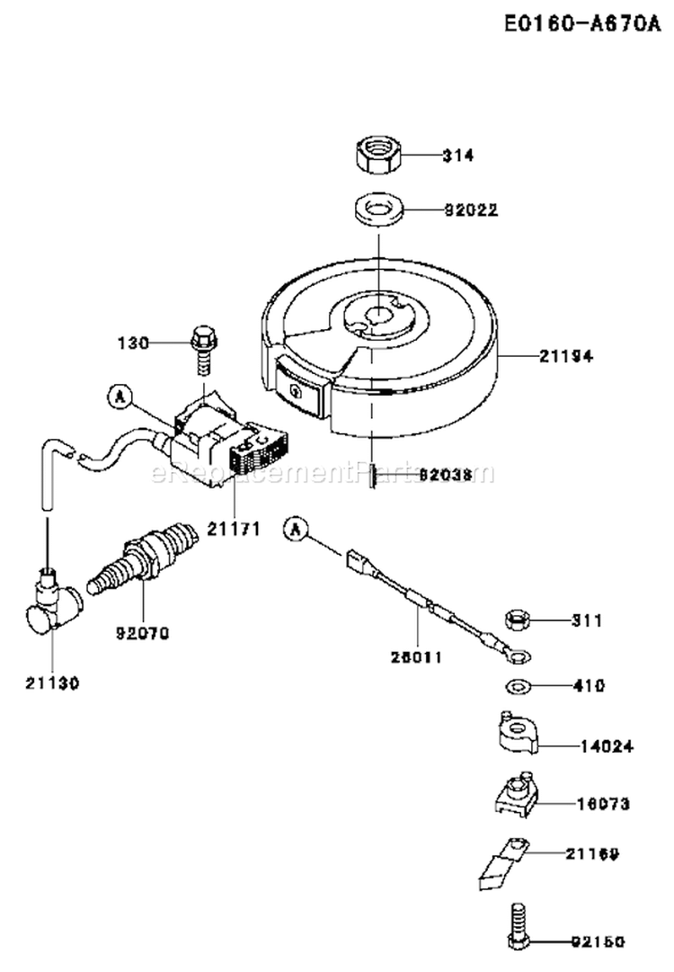 Page F Diagram and Parts List for FC180V AC53 Kawasaki Engine
