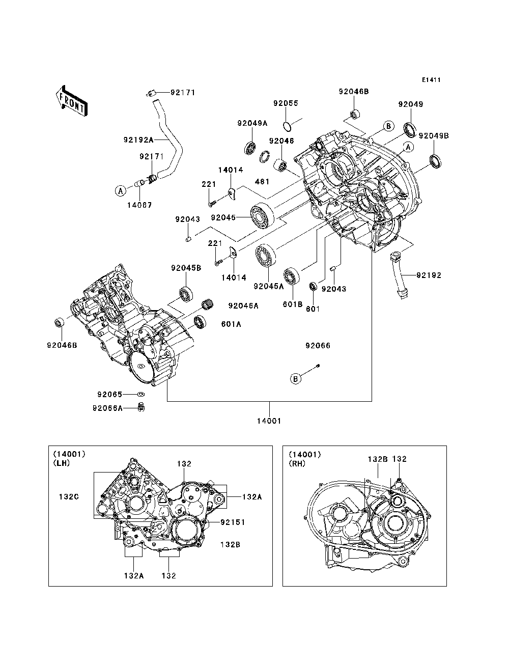 Crankcase Diagram and Parts List for KRF750RDF 2013 Kawasaki Lawn Tractor Accessories
