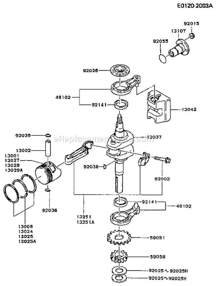 Page J Diagram and Parts List for FC290V AS11 Kawasaki Engine