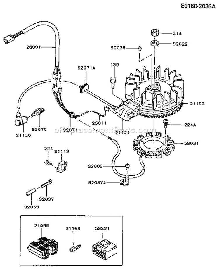 Page F Diagram and Parts List for FC290V AS11 Kawasaki Engine