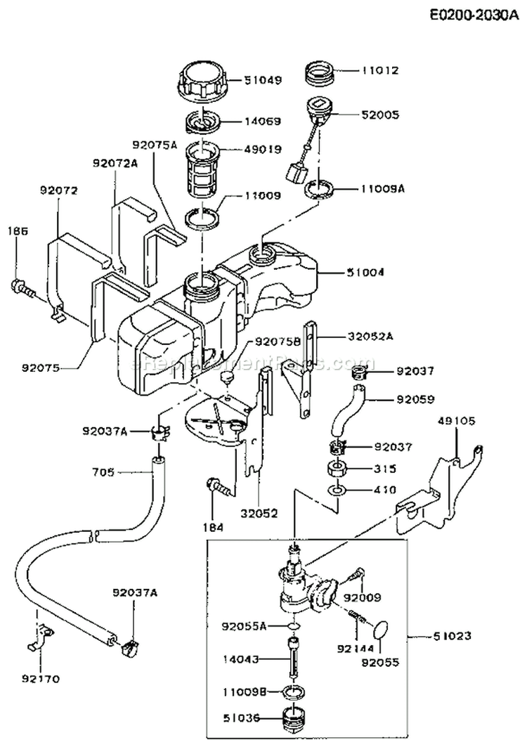 Page G Diagram and Parts List for FC290V AS11 Kawasaki Engine