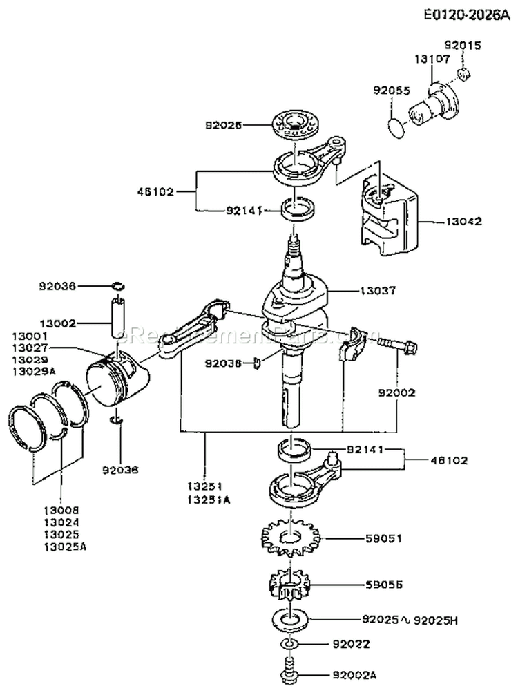 Page J Diagram and Parts List for FC290V AS12 Kawasaki Engine