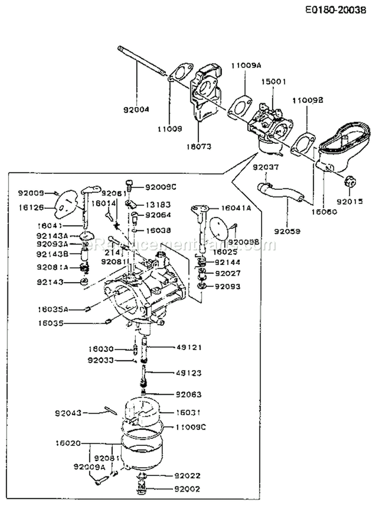 Page B Diagram and Parts List for FC290V AS12 Kawasaki Engine