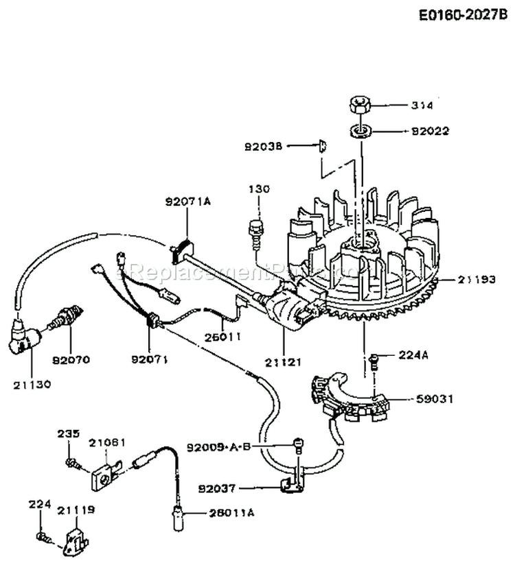 Page F Diagram and Parts List for FC290V AS12 Kawasaki Engine