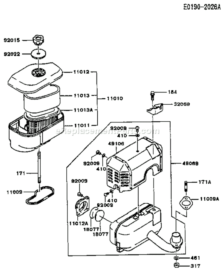 Page A Diagram and Parts List for FC290V AS13 Kawasaki Engine