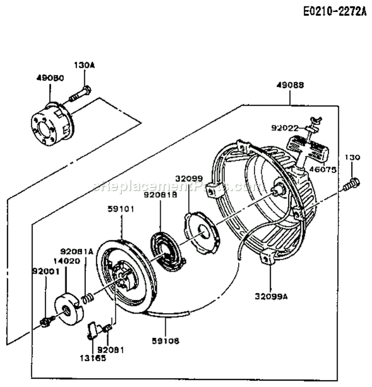 Page K Diagram and Parts List for FC290V AS13 Kawasaki Engine