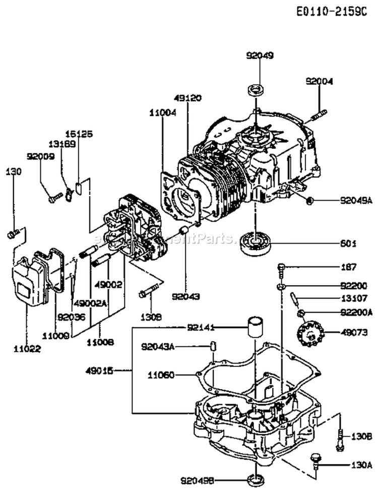 Page E Diagram and Parts List for FC290V AS13 Kawasaki Engine