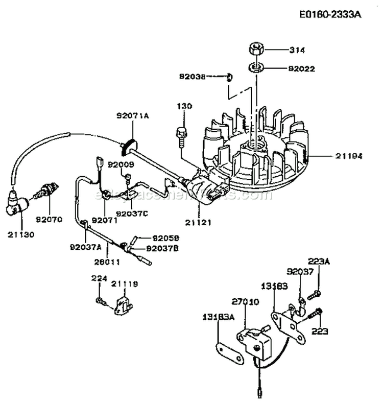 Page F Diagram and Parts List for FC290V AS13 Kawasaki Engine
